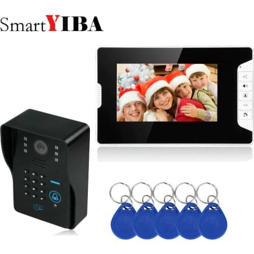 SmartYIBA 7 Inch RFID Access Door Phone Intercom kits Password Code Keypad IR Camera Video Door Bell For Home Security System