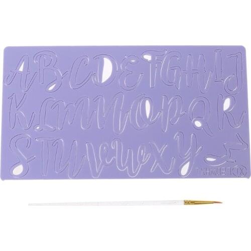 Cake Tool Acrylic Uppercase Alphabet Letter Embossed Cutter Mold Cookie Cutter Stamp with Brush Fondant Cake Decorating Tools