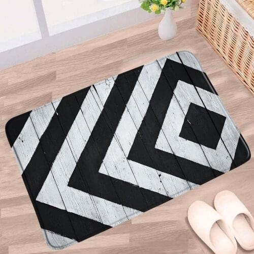 Doormat Black White Bathroom Mat Modern Simple Colorful Geometric Stripe Pattern Non-slip Rug Bath Kitchen Doorway Aisle Carpets