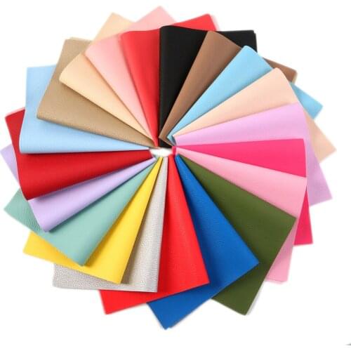 Lychee Faux Leather Sheets Candy Solid Color Synthetic Leather Fabric 20x33cm for DIY Garment Shoes Bags Pouches Crafts