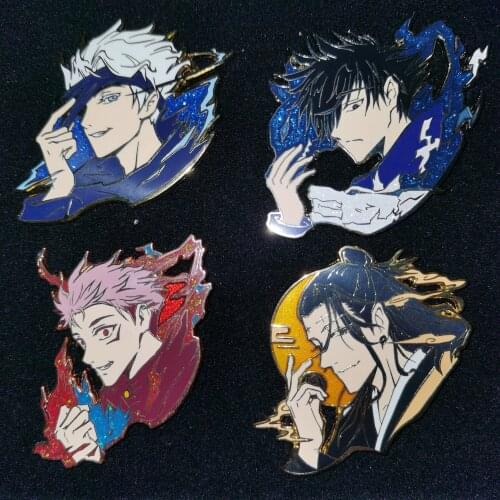 Anime Jujutsu Kaisen Gojo Satoru Geto Suguru Fushiguro Megumi Metal Badge Button Brooch Pins Collection Medal Souvenir