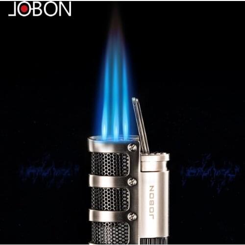 Jobon Windproof Metal Triple Torch Lighter Jet Turbo Butane Gas Lighter Cigarette Cigar Lighter Inflated Gadget Men Gift