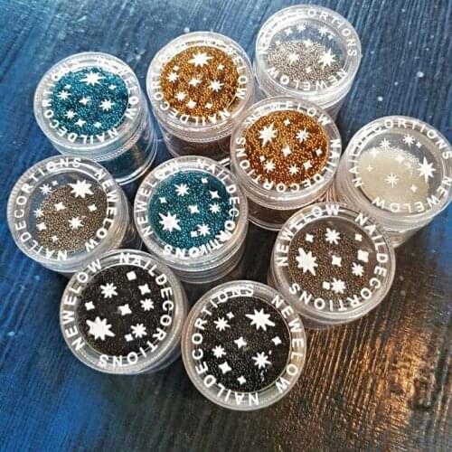 1 Box 0.6-1MM sprinkles Fake Sugar Caviar Microbeads Round Nail Art Glass Bead Rhinestone for Nails Micro Bubble Beads Supplies