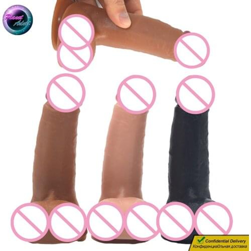 Short PVC Penis Dick Dildo Female Masturbator Adult Sex Toys Vagina Pussy Anal Plug Masturbation Tool for Women Lesbian Gay Men