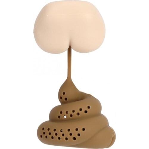 Reusable silicone tea set Interesting shape of herbal tea bag Portable decompression poop tea maker set Filter tea accessories