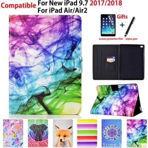 Fashion Case For Apple iPad 9.7" 2018 2017 6th 5th Generation A1893 A1954 Cover For iPad Air 1 2 Funda PU Leather Shell +Gift