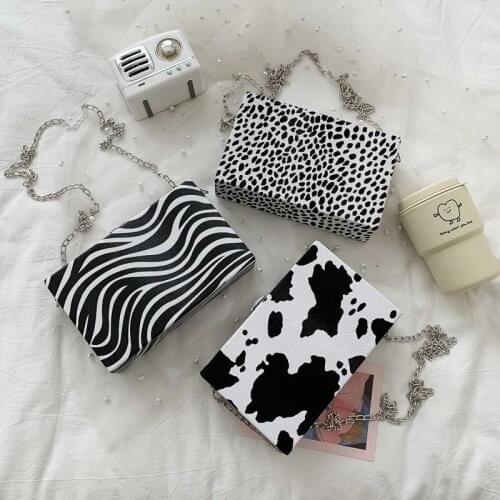 2021 New Design Clutch Bags Zebra Women Evening Bags Stripped Leather Ladies Handbags Chain Shoulder PU Fashion