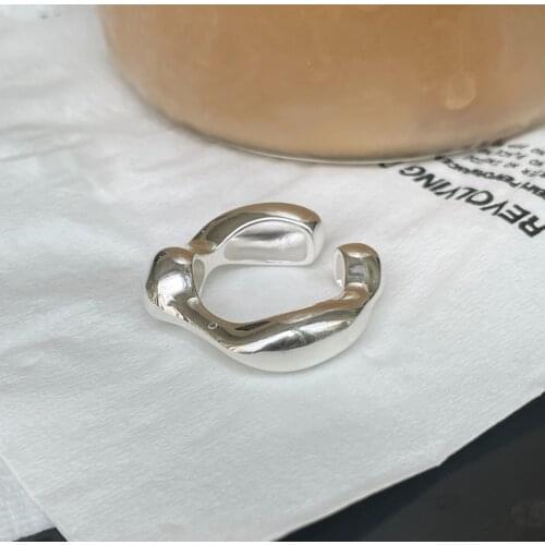 1pc Authentic 925 Sterling Silver Fine Jewelry Heavy Industry Irregular Wave Ring Punk C-J1653