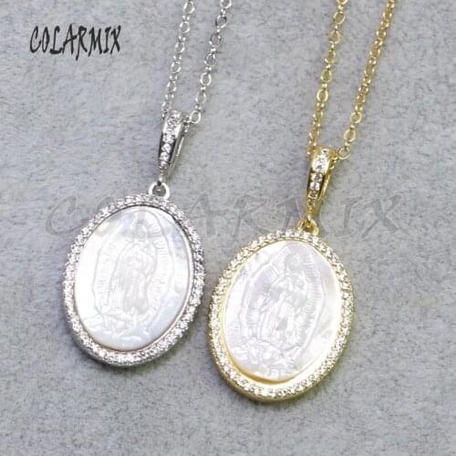 5 strands Religion necklace Virgin Mary pendant necklace shell jewelry women jewelry wholesale jewelry gift for women gems 5210