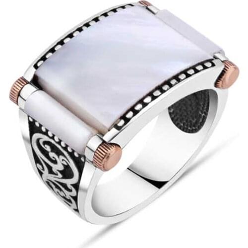 Mother of pearl Sterling Silver Men 'S Ring