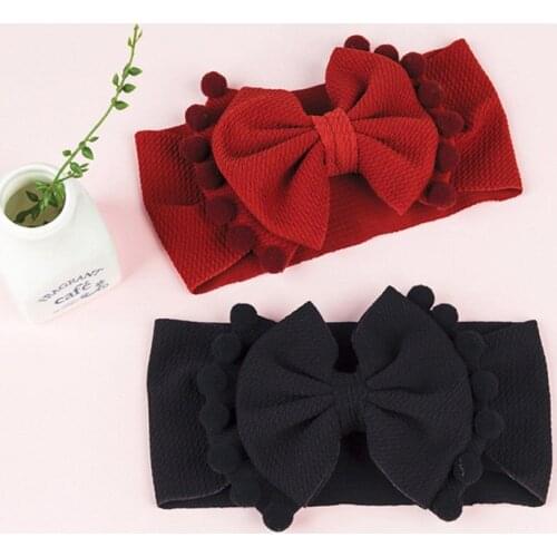 New Baby Nylon Bow Headband Newborn Bowknot Round Ball Headwraps Girl Kids Hair Bands Cute Gifts