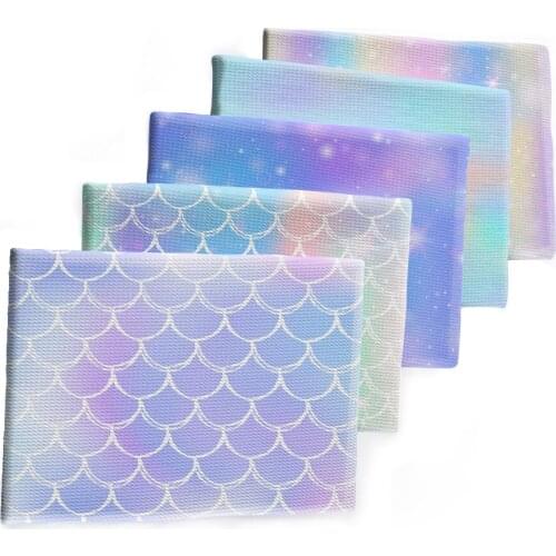 Rainbow Design Fish Scale Pattern Printed Bullet Textured Liverpool Patchwork Tissue Kids home textile 50*145cm