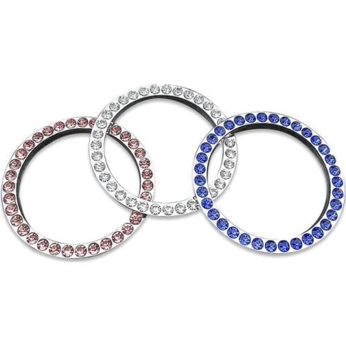 Crystal Rhinestone One-Key Engine Ignition Push Button Decorative Car Decor Car Start Engine Stop Ignition Key Ring