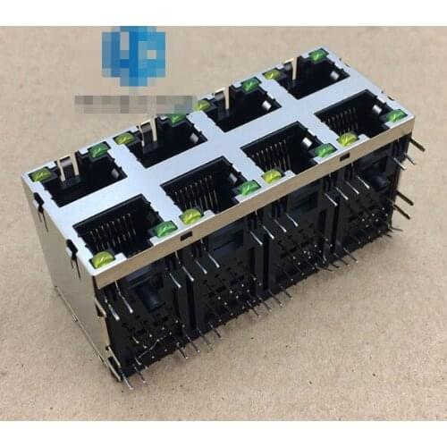 2pcs/lot RJ45 network interface Rj-59 network socket with lights and shrapnel 2X4 with LED mesh
