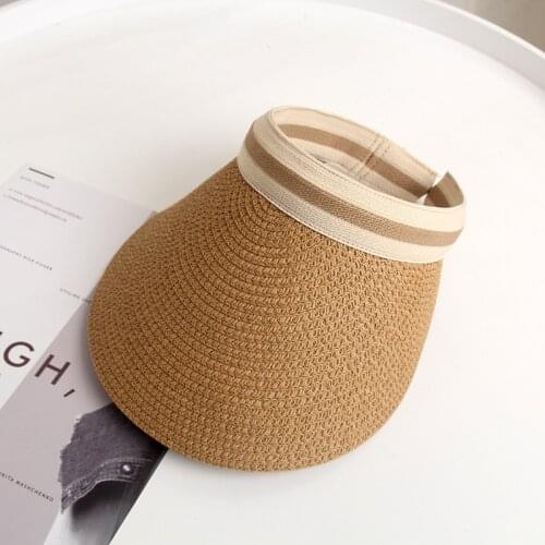 Summer hats straw outdoor sun protective straw hat face transparent visor cap handmade natural raffia spring summer women hat