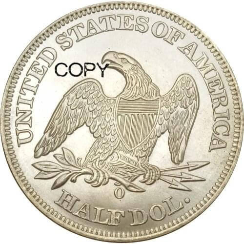 United States Liberty Seated Half Dollars No Motto Above Eagle 1858 O Brass Plated Silver Copy Coin