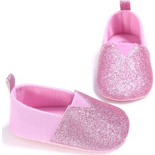 E&Bainel Baby Girl Shoes Slip-on Shoes Bling Soft Soled First Walkers Anti-slip Footwear Crib Shoes 0-18 Months