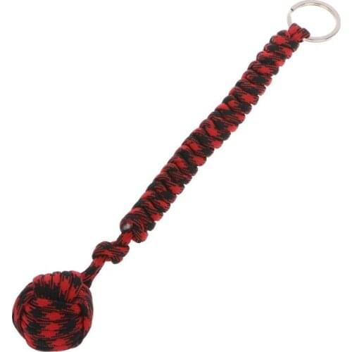 Outdoor Security Protection Black Monkey Fist Steel Ball Bearing Self Defense Lanyard Survival Key Chain