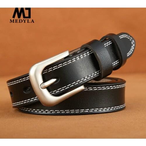 Female Genuine Leather Deduction Side Pin Buckle Belts Women Jeans Wild Belts Fashion Students Simple New White Waist Strap