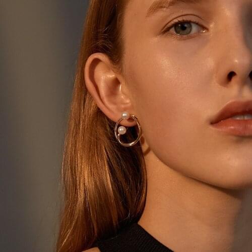 Trend Unusual Hoop earrings for women Stud piercing Jewelry pearl earrings Sleeper Punk with stones korean Dangling