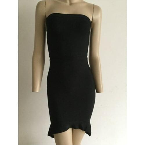 Summer New women bandage dress strapless irregular bottom ruffled bodycon bandage dress evening party tube dress