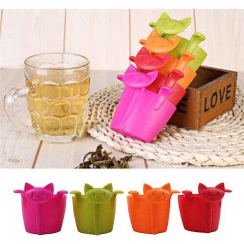 1PC Coffee Tea Infuser Teapot Tea Strainer Cartoon Animal Kitten Plastic Teabags Filter Drinkware Coffee Tea Accessories New