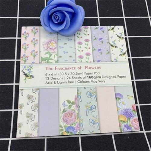 24 pages 6*6 various flowers series handmade paper-cut DIY creative scrapbook