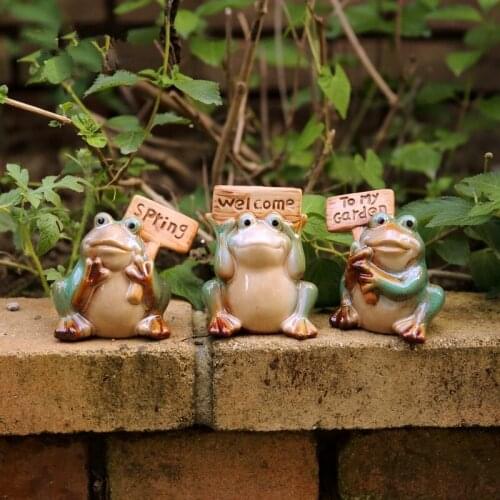 3 Pieces/set) Ceramic Frogs Welcome Plate Garden Animals Decoration Outdoor