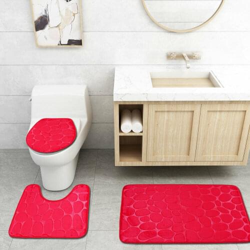 3PCS /Set Bath Bathroom Non-slip Mat Rug Non Slip Push Bathroom Toilet Seat Lid Cover