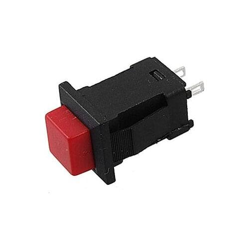 AC 250V 1A Square Self Lock N/O OFF-(ON) Red Push Button Switch SPST 2 Pin