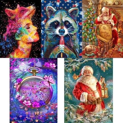 DIY 5D Diamond Painting Landscape Raccoon animal Picture Diamond Embroidery Cross stitch Full round Rhinestone Home Decorations
