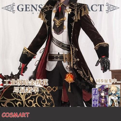 Anime Genshin Impact Diluc Game Suit Uniform Cosplay Costume Halloween Party Outfit For Men 2020 NEW