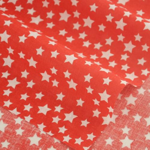 Booksew Dark Red Color Fat Quarter White Star Style Cotton Fabric Tida Tecido For Dolls DIY Sewing Crafts Home Textile Art Work
