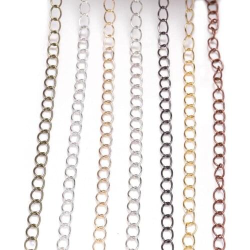 5m 2.5-4.8mm Long Open Link Ring Extended Extension Necklace Chains Tail Extender Chain for Jewelry Making Bracelets Supplies