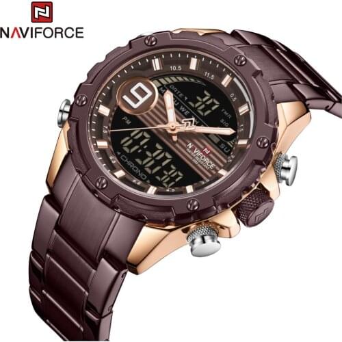 NAVIFORCE Watch for Men Chronograph Sport Watches Clock 2020 Analog Digital 3ATM Waterproof Wristwatch Dual Display Quartz New