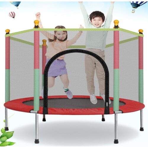 Children Trampoline Round Mute Fitness Safety Mesh Trampoline Kids Bed Furniture Babys Mobile Park Children Indoor Playground