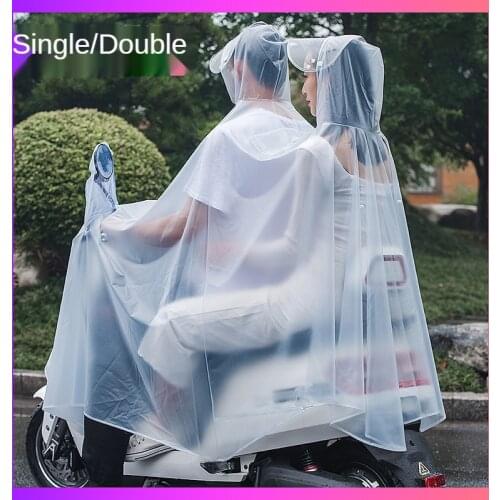Fashion transparent raincoat motorcycle electric one-piece pvc raincoat adult motorcycle bike with mask double brim poncho SP069
