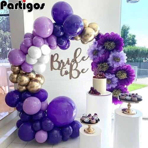 100pcs Metal Gold Mixed Light Purple Latex Balloon Garland Arch Kit For Baby 1th Birthday Party Decoration Balloons Supplies