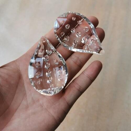 63mm clear pipa Chandelier Crystal with pits Hanging Pendants with side hole Shinning Prisms Chandeliers accessories