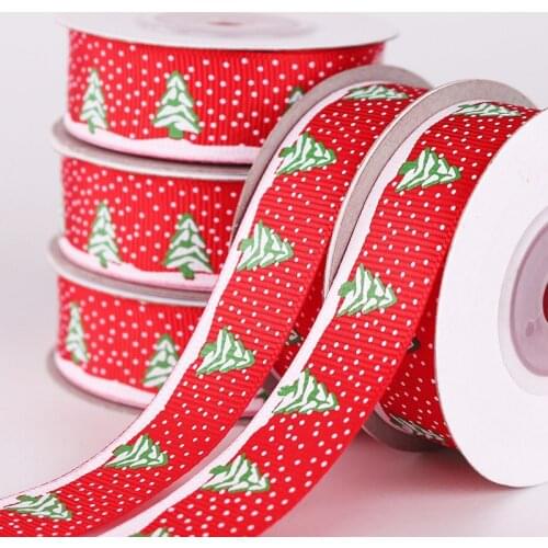 IBOWS Christmas Grosgrain Ribbon Dot Red Printed Stain Ribbon Bow Craft Gift Wrap Tape Wedding Party Decoration 10Yard/lot 20mm