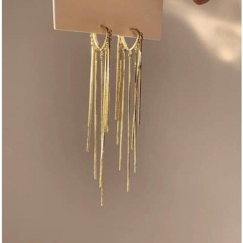 Heart-shaped Lines Tassel Earrings Simple Small Sequins Chain Gold Silver Color Dangle Earrings Female Party Jewelry