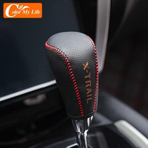 Leather Car Shift Knob Cover for Nissan X-Trail XTrail T32 2014-2020 Qashqai J11 2016-2020 Gear Head Knob Gear Collars Case