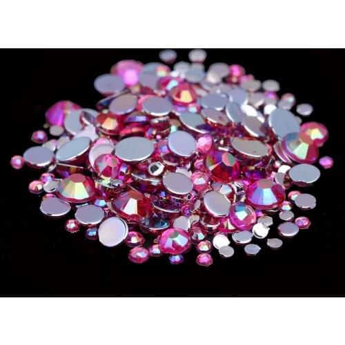 Many Sizes AB Acrylic Rhinestones Rose Color Shoes Clothing Decorations Sparkling Newest Nail Art Decorations
