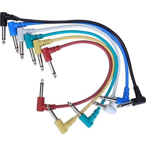 Set of 6PCS 30CM 1FT GUITAR PEDAL PATCH CABLE LEAD 6.35mm JACK 1/4"