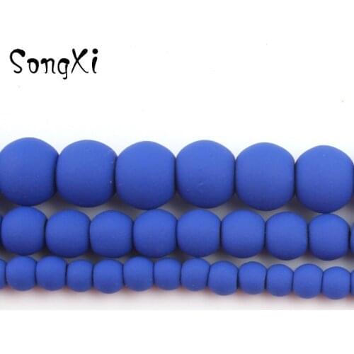 Natural Stone Dark Blue Hematite 4 6 8mm Round Loose Beads for DIY Bracelet Necklace Jewelry Making Handmade Findings 15 Inch