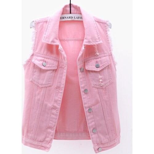 New Spring Summer Denim Vest Women Short Frayed Sleeveless Jacket Ripped Cardigan Outerwear Plus Size Womens Basic Jackets 5XL