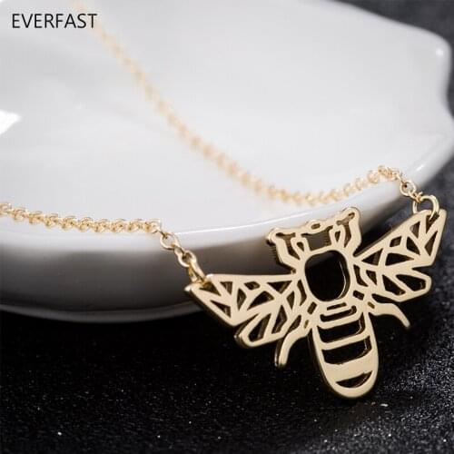 Everfast 1pc Origami Honeybee Necklaces & Pendants Cute Bugs Bee Insect Fashion Jewelry Women Kids Bijoux femme Dropshipping