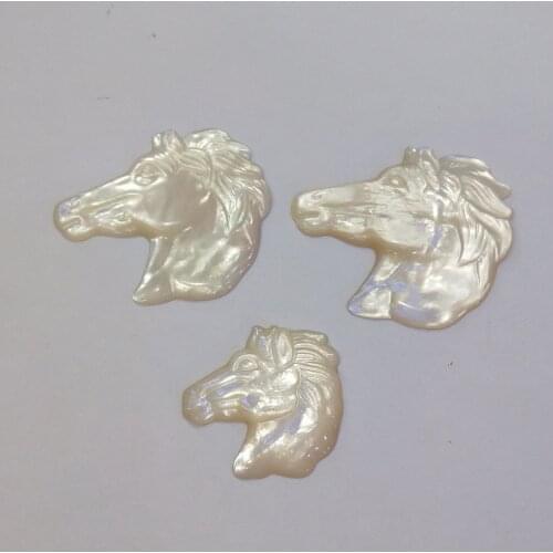 35MM 2Pcs 100% Natural Pearl Mother Shell Horse Shape Flat Charms Jewellery Making Accessories Findings Jewelry Pendants