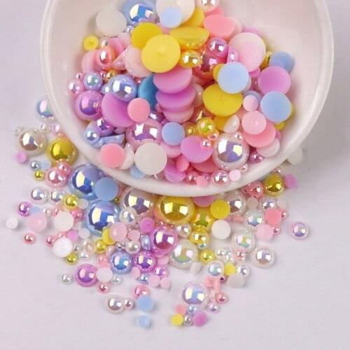 Mix Size 1.5-10mm Macaroon ABS Plastic Beads Imitation Pearl Beads Half Round Flat For Jewelry Making Findings DIY Accessories