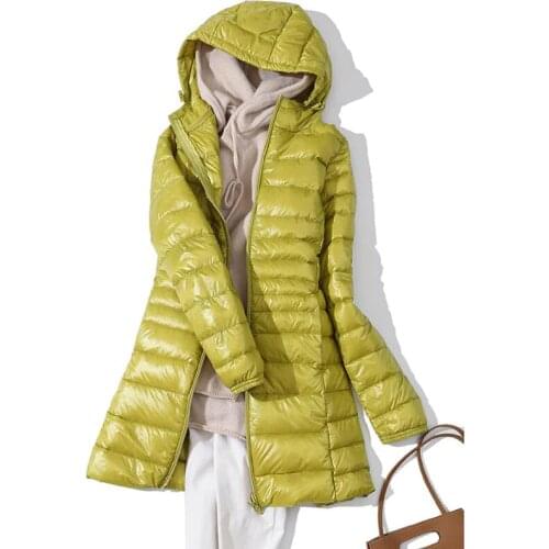 7XL Winter Ultra Light Down Jacket Women Fashion Casual 90% White Duck Down Jacket Plus Size Long Hooded Coat Waterproof Parka
